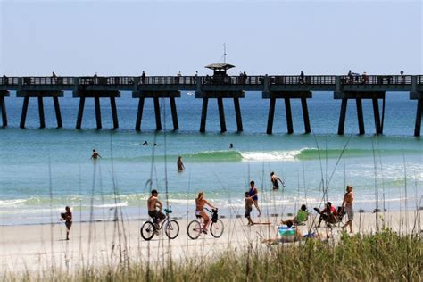 Surfing Jax Beach Pier Jacksonville Florida USA