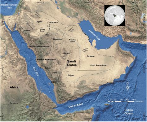 Map showing the location of Saudi Arabia and its provinces. | Download Scientific Diagram