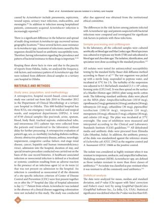 Frequency, risk factors, and antibiogram of Acinetobacter species isolated from various clinical ...