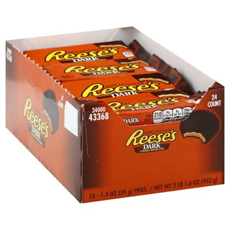 REESE'S Dark Chocolate Peanut Butter Cups, 1.5 oz, 24 Count - Walmart.com