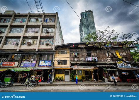 Street and Buildings in Sampaloc, Manila, the Philippines. Editorial ...