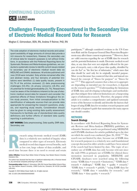 (PDF) Challenges Frequently Encountered in the Secondary Use of ...