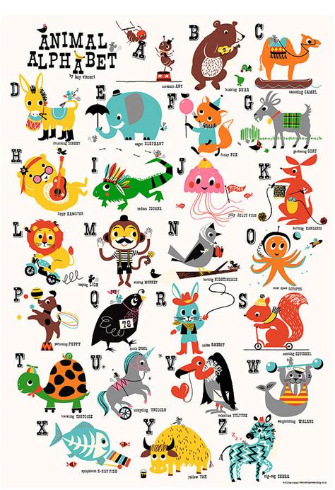 animal alphabet children's nursery print by ketchup on everything | notonthehighstreet.com