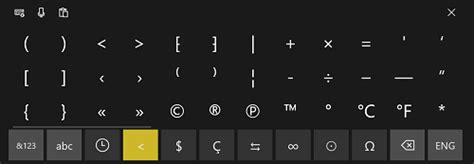 Windows 10 Keyboard Symbols