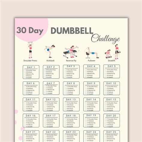 30 Day Dumbbell Challenge Dumbbell Fitness Printable Dumbbell Exercise Fitness Planner - Etsy