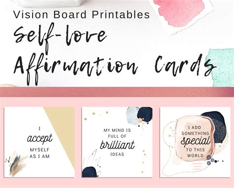 Vision Board Self Love Affirmation Cards Goal Cards Vision Board Printables Self Love Quote ...