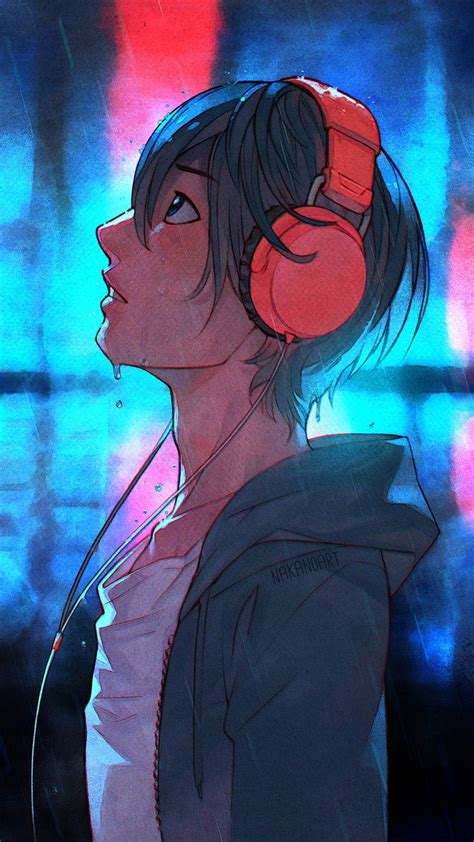 Cool Anime Boy With Headphones Drawing