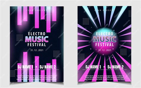 Premium Vector | Colorful neon light party music poster design