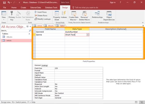 How to Create a Table in Design View in Access?