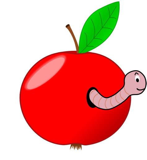 Free Clipart: Red Apple with a Worm | vanyasmart