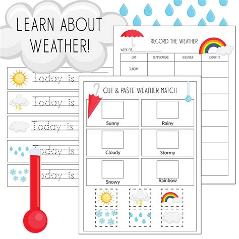 Record the Weather, Writing Practice, & Weather Match Game Printables