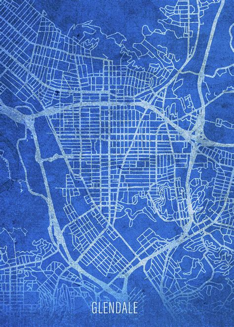 Glendale California City Street Map Blueprints Mixed Media by Design Turnpike - Pixels