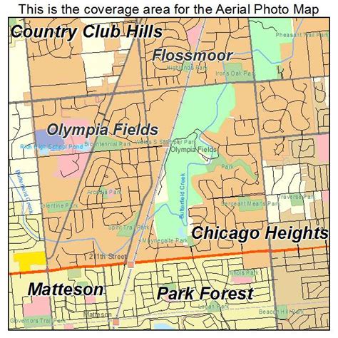 Aerial Photography Map of Olympia Fields, IL Illinois