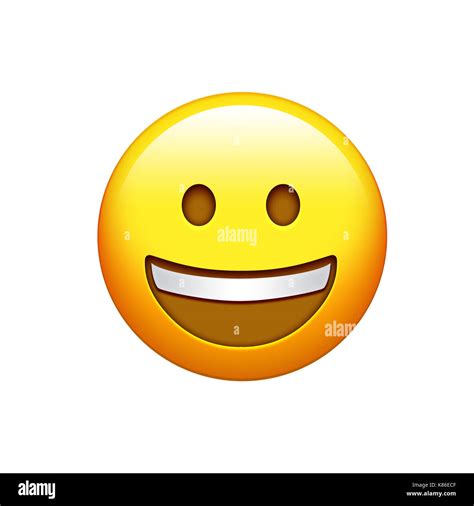 Isolated yellow smiling face with the upper white teeth icon Stock ...