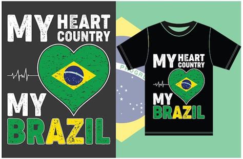 Premium Vector | My heart, my country, my brazil. brazil gift for wife, husband, girlfriend ...