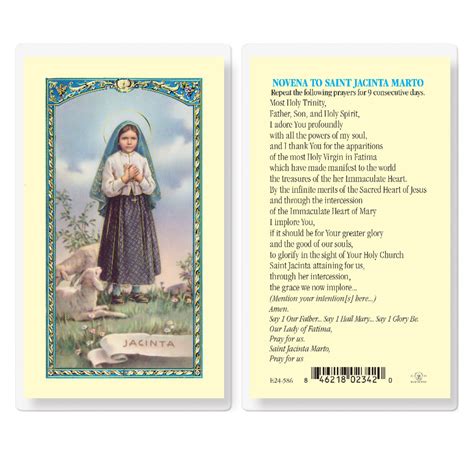 Saint Jacinta Marto Laminated Catholic Prayer Holy Card with Prayer on – Bella Grace Jewelry & Gifts