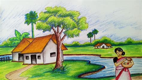 Easy Village Scenery Painting