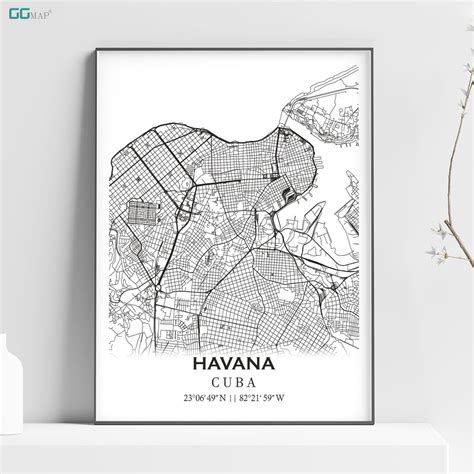 City Map of HAVANA Home Decor Wall Decor Office Map - Etsy