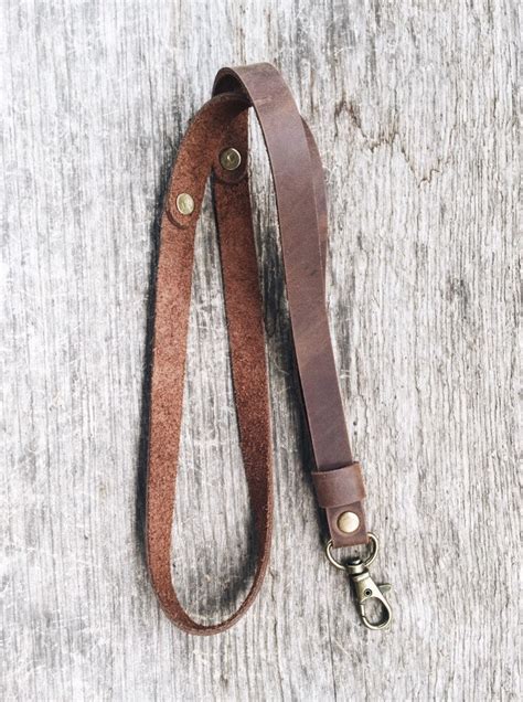 Dark Brown Leather Lanyard Leather Keychain Leather Key - Etsy