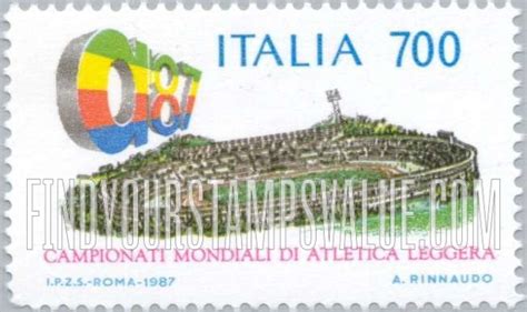 Events: World Athletics Championships, Olympic Stadium, Rome 700l Multicolored stamp price, value