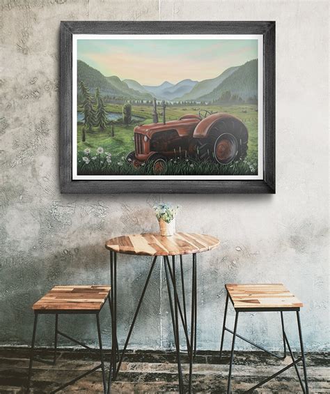 Red Tractor Wall Art, Landscape Art, Wall Decor, Nursery Decor, Wall ...