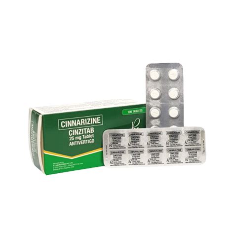 CINZITAB Cinnarizine 25mg Tablet 1's price in the Philippines | MedsGo Pharmacy