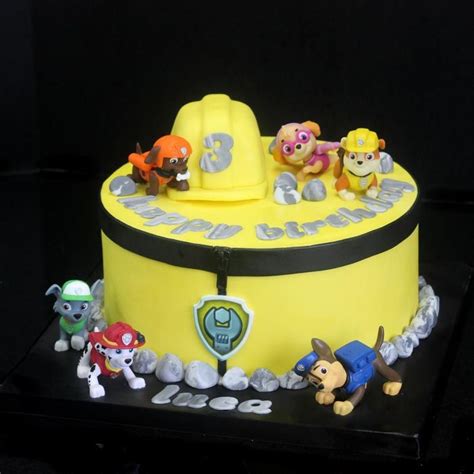 Paw Patrol Rubble | Cake, Rubble paw patrol cake, Paw patrol cake