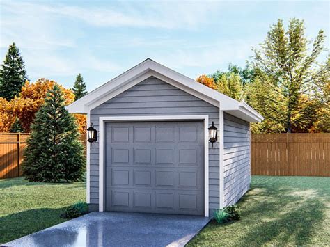 One-Car Garage Plans | Traditional 1-Car Garage Plan with Gable Roof ...