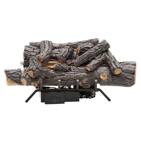 18 in Natural Gas Fireplace Logs Set w Remote Ventless Decorative Fire ...