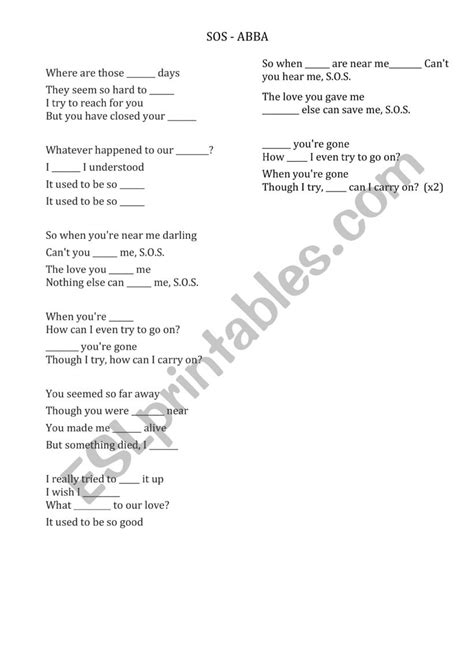 SOS - ABBA - ESL worksheet by Monikkamach