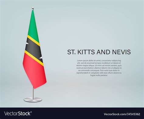 St kitts and nevis hanging flag on stand template Vector Image