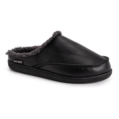 MUK LUKS Men's Faux Leather Clog Slippers-Black M - Walmart.com