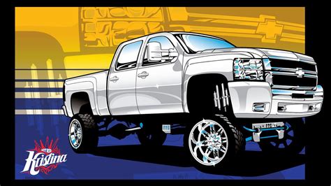 Lifted Chevy Truck 4x4 Vector Clip Art | Art by HotRodKristina ...