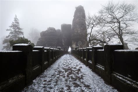 Bastei Bridge Germany in the Winter Stock Photo - Image of saxonian ...