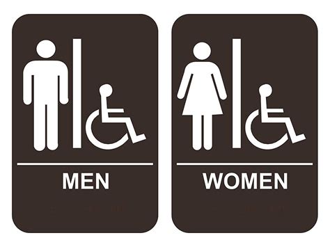 Men's & Women's Handicap Restroom Sign Set ADA-Compliant Tactile ...