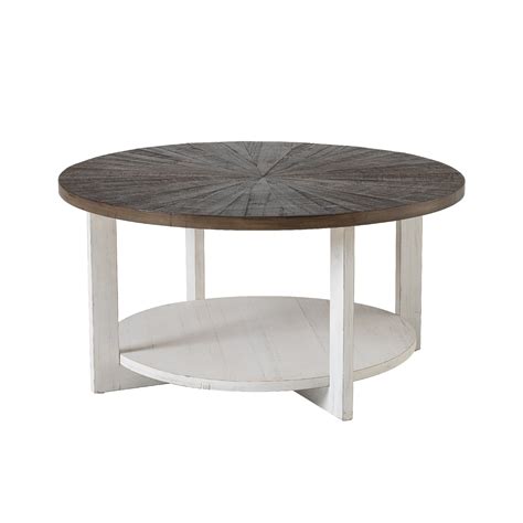 COZAYH Rustic Farmhouse Coffee Table, Round Wood with Storage ...