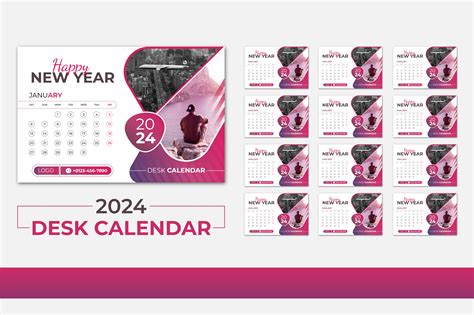 Desk Calendar Design 2024 Graphic by MS Brand · Creative Fabrica