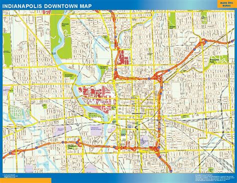 Indianapolis downtown map | Wall maps of the world & countries for Australia