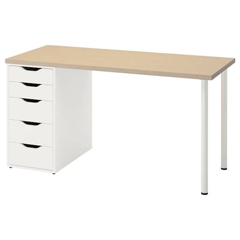 MÅLSKYTT / ALEX desk, birch/white, 551/8x235/8" - IKEA