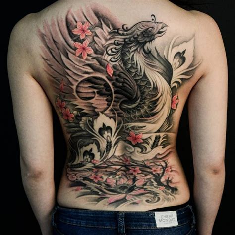 Phoenix Full Back Piece Grey Ink Tattoos, Asian Tattoos, Body Art Tattoos, Girl Tattoos, Crow ...