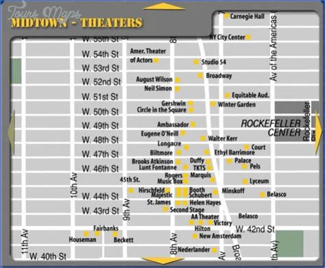 New York map theatre district - ToursMaps.com