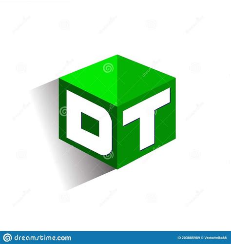 Letter DT Logo In Hexagon Shape And Green Background, Cube Logo With Letter Design For Company ...