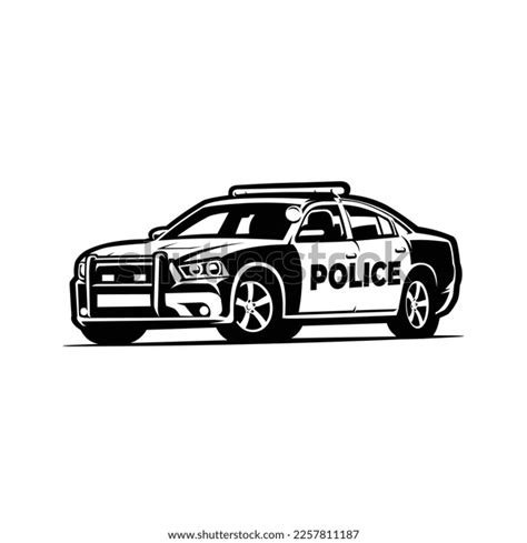 Police Car Silhouette Side View Monochrome Stock Vector (Royalty Free ...