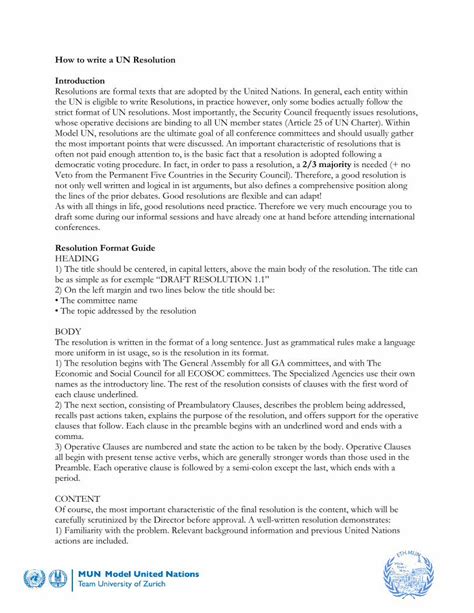 (PDF) How to write a UN Resolution Introduction Resolutions are formal ...