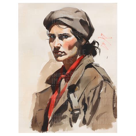 Portrait painting of a female WW2 French Resistance fighter ...