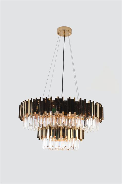 Two Tier Brass Crystal Chandelier – Modern Concept