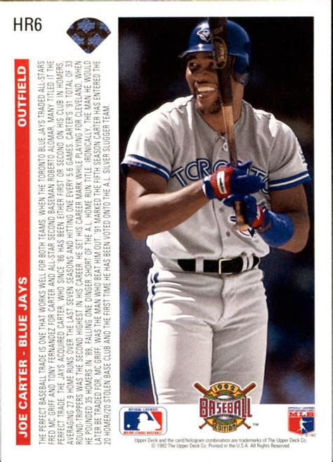 1992 Upper Deck Home Run Heroes #HR6 Joe Carter - NM-MT