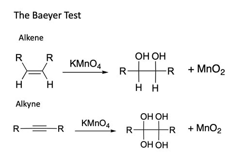 Solved The Baeyer Test Alkene R. R KMnO4 ОН ОН > RTER + MnO, | Chegg.com