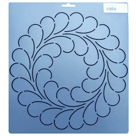 342 10.5 inch diameter feather circle block quilt stencil