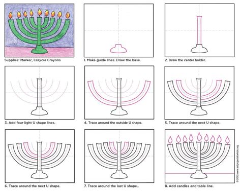 When showing students how to draw a menorah, have them start with light ...